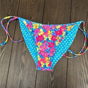 wild fable Turquoise Floral & Polka Dot Tie-Side Bikini Bottom